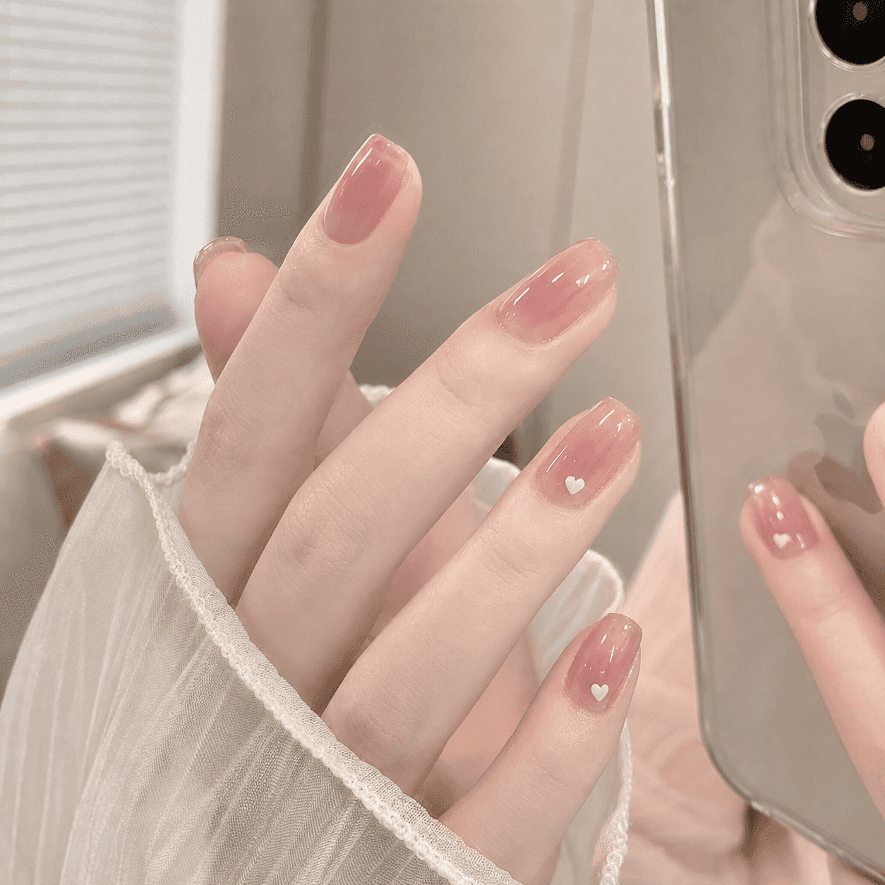 Rosa-weißes Square Nail Design
