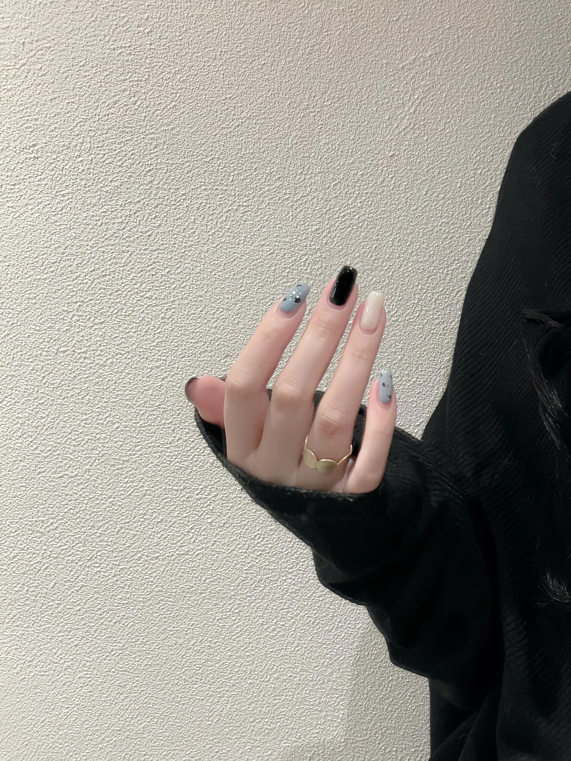 Split comparison showing the same nail designs generated across three different skin tones