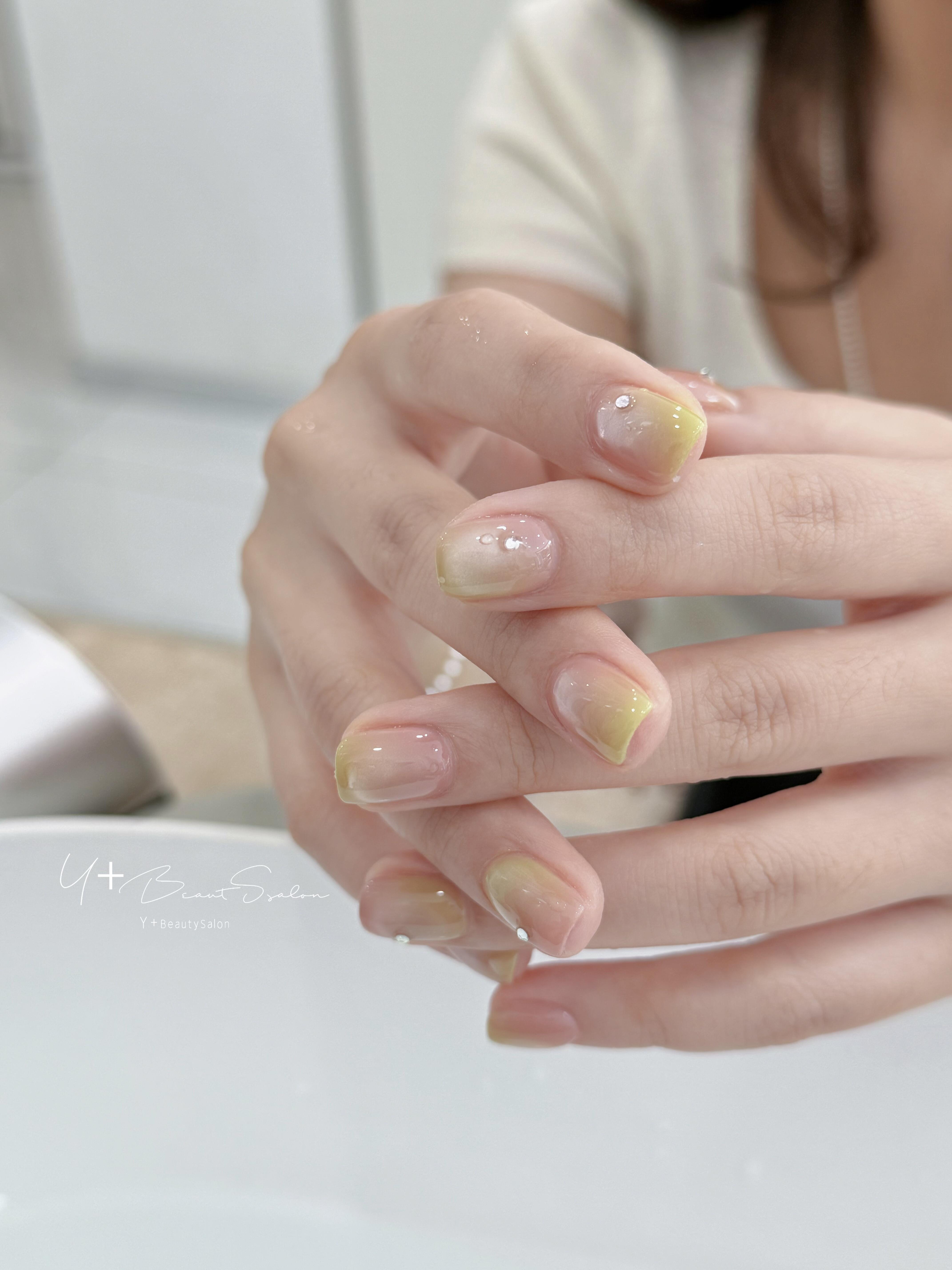 Color block minimalist nail designs showing three tonal shades on almond-shaped nails