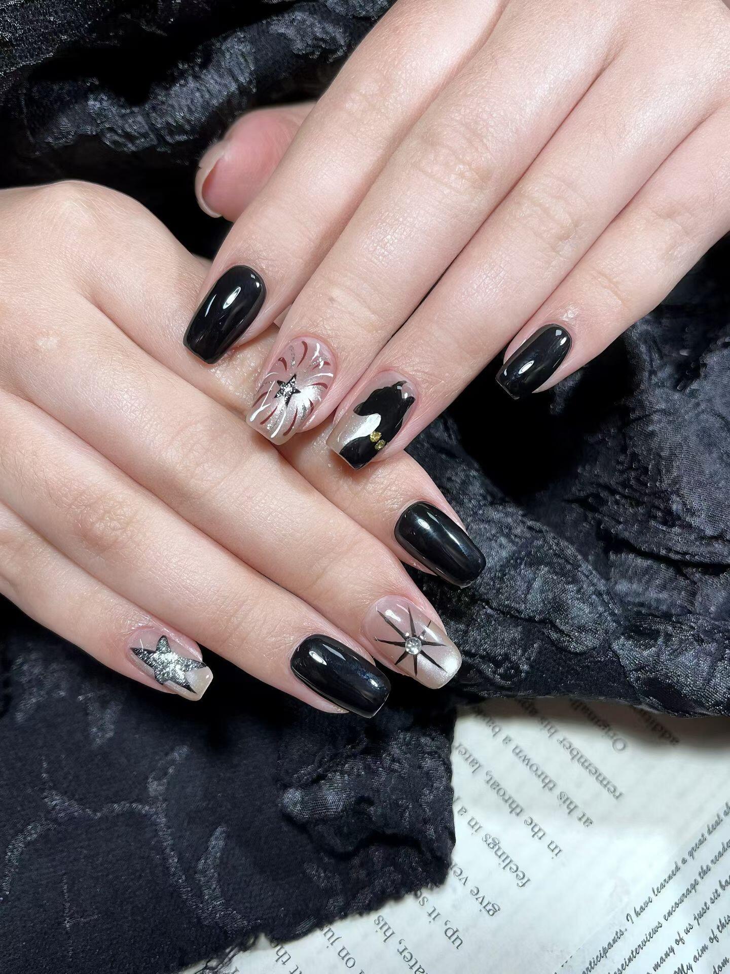 Textured nail designs with velvet powder in deep plum color